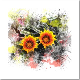 Glowing yellow daisies on white Posters and Art